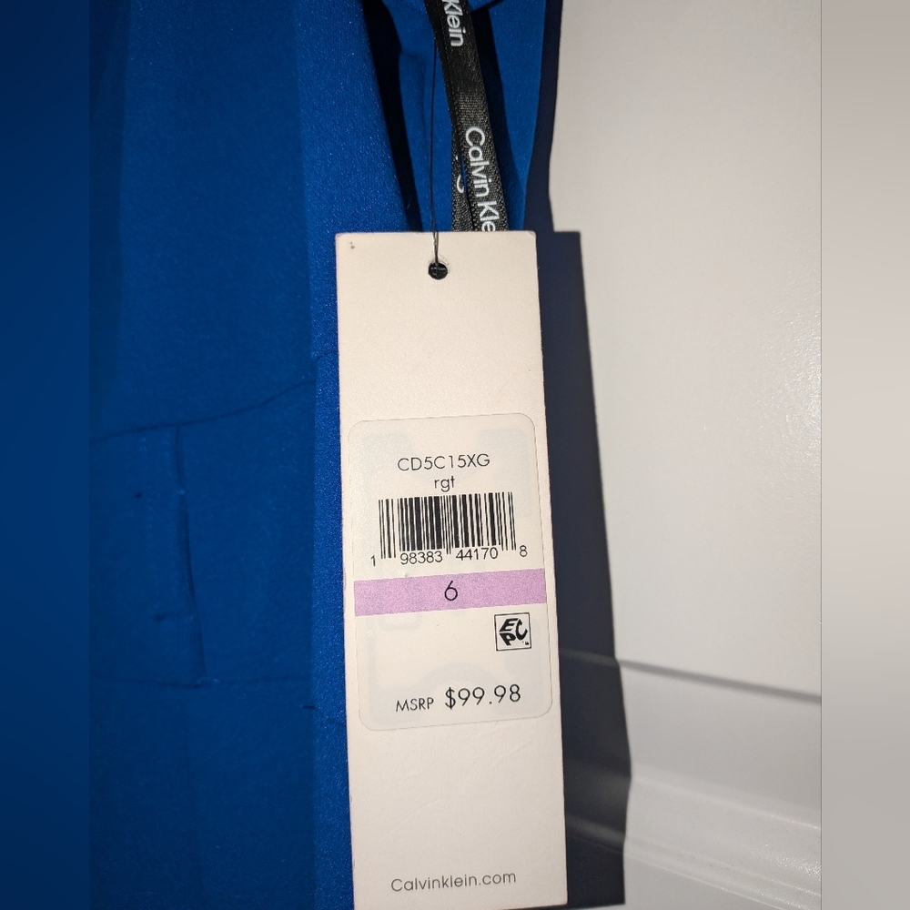NWT Calvin Klein Cobalt Blue Midi Dress - Picture 6 of 6